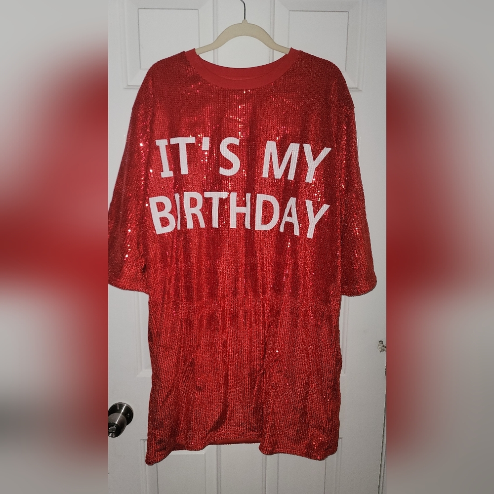 Sequin "It's My Birthday" Red Party Dress